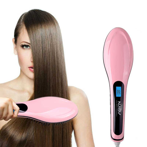 Ceramic Straightner & De-Tangling Digital Hair Brush